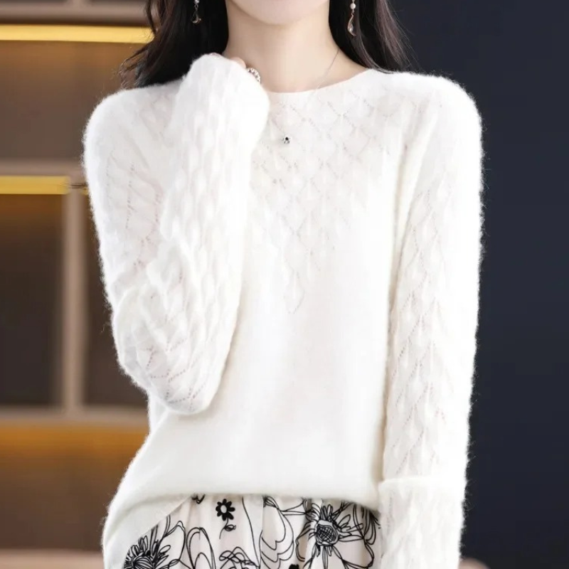 WW | Wollstrickjacke Damen Mit Strickmuster Und Rundhalsausschnitt