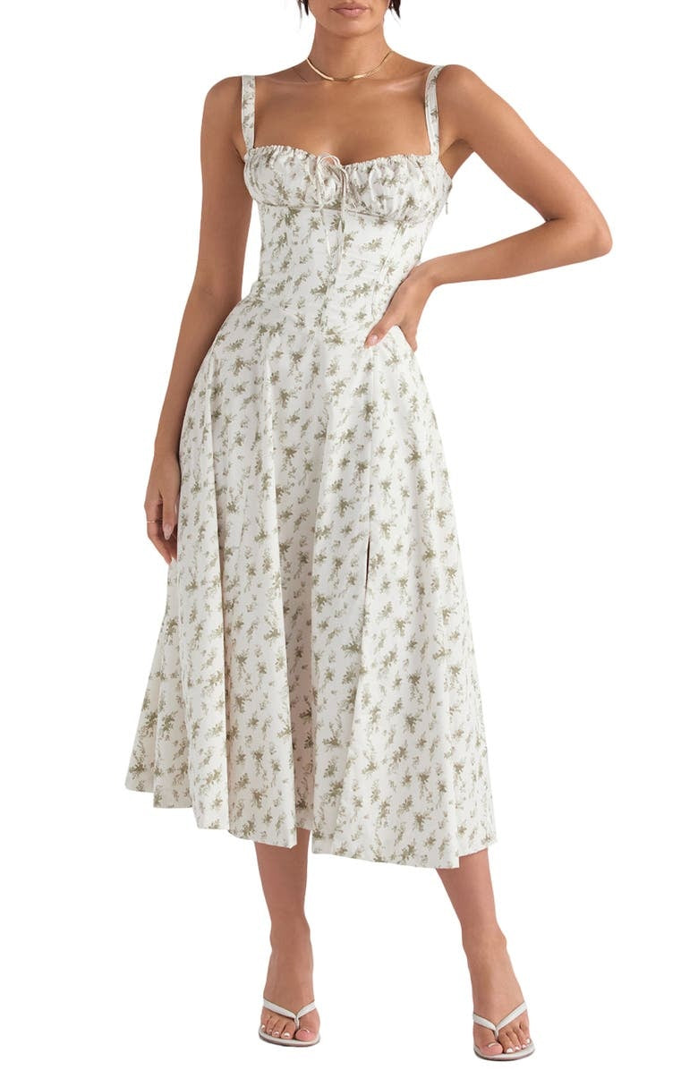 Blossom – Geblümtes, figurbetontes Kleid mit geformter Taille