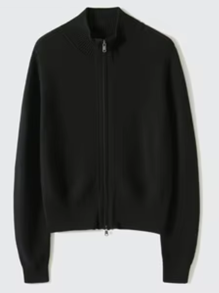 WW | Wollstrickjacke Damen Mit Reißverschluss Und Stehkragen, Schlichtes Design