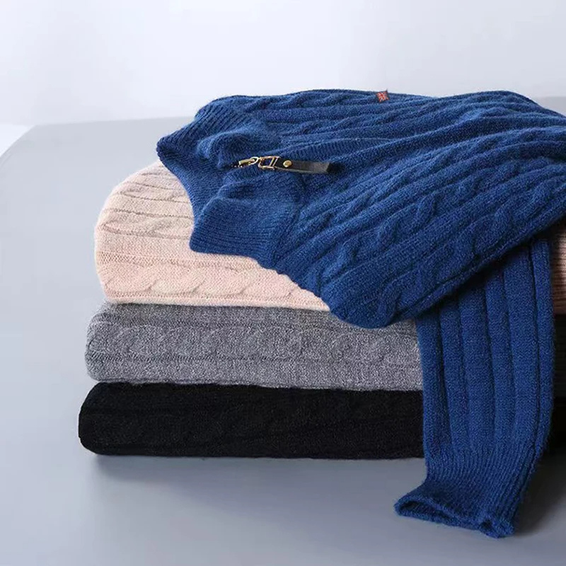 WW | Zopfstrick Pullover Mit Reißverschluss Herren Warm & Stilvoll