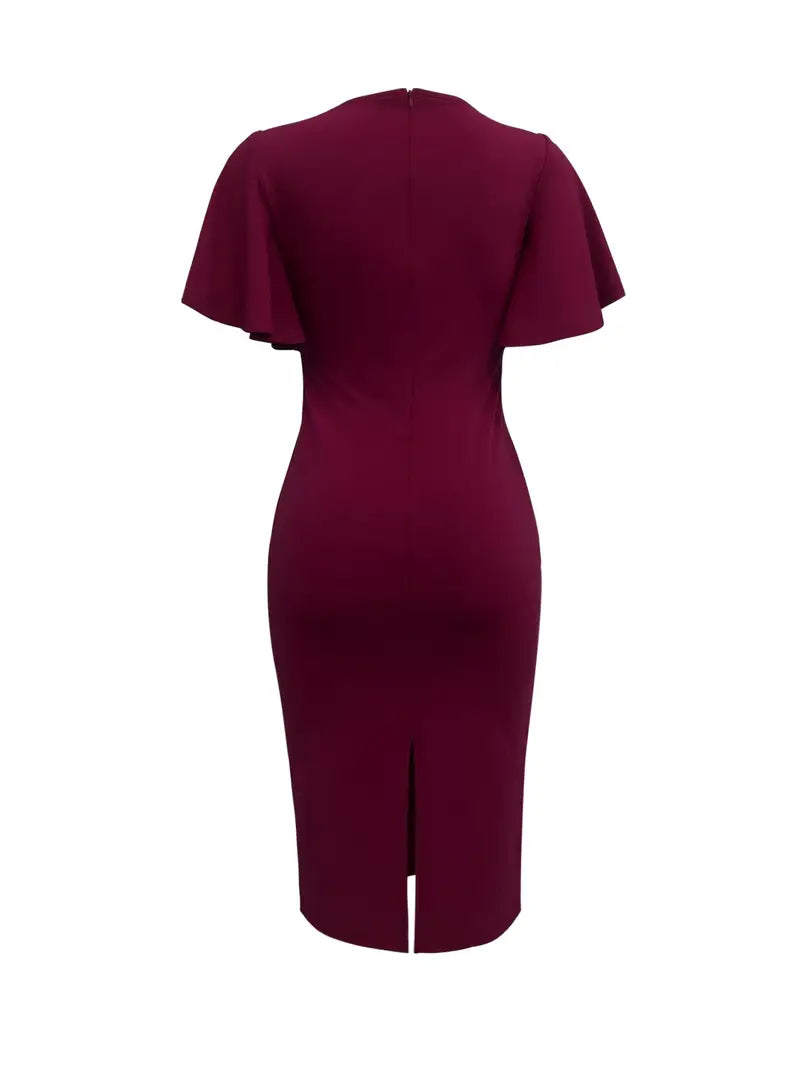– elegantes wickelkleid mit schlitz für frühling und sommer