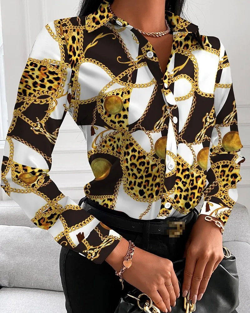 Merche Business Style Damenbluse mit Button-Down-Drehkragen