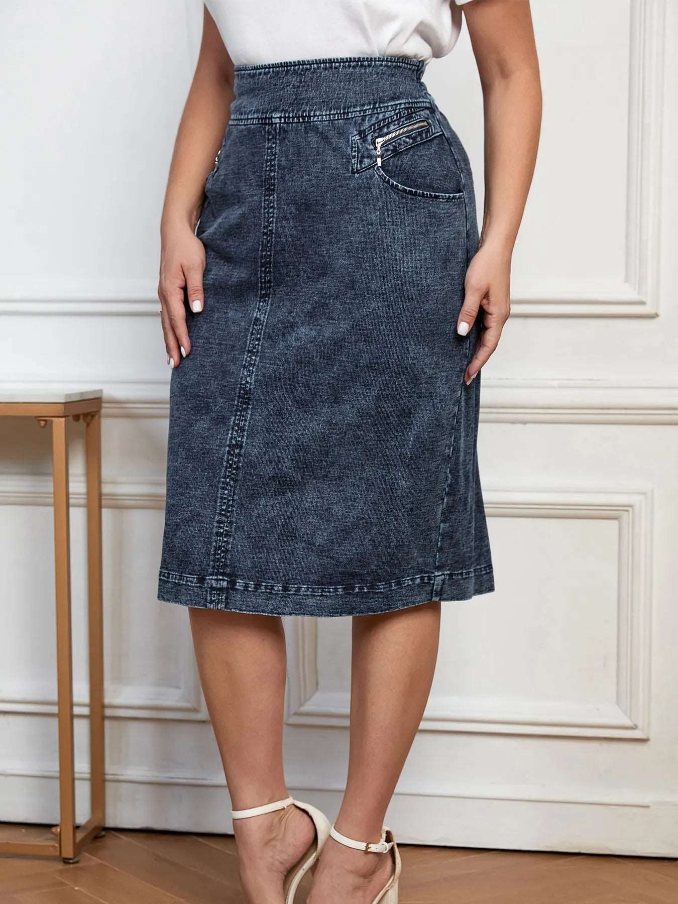 Merche stylischer blauer langer Denim Sommer Rock