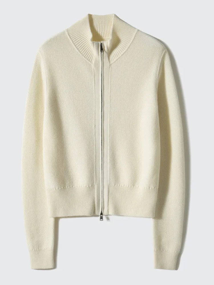 WW | Wollstrickjacke Damen Mit Reißverschluss Und Stehkragen, Schlichtes Design