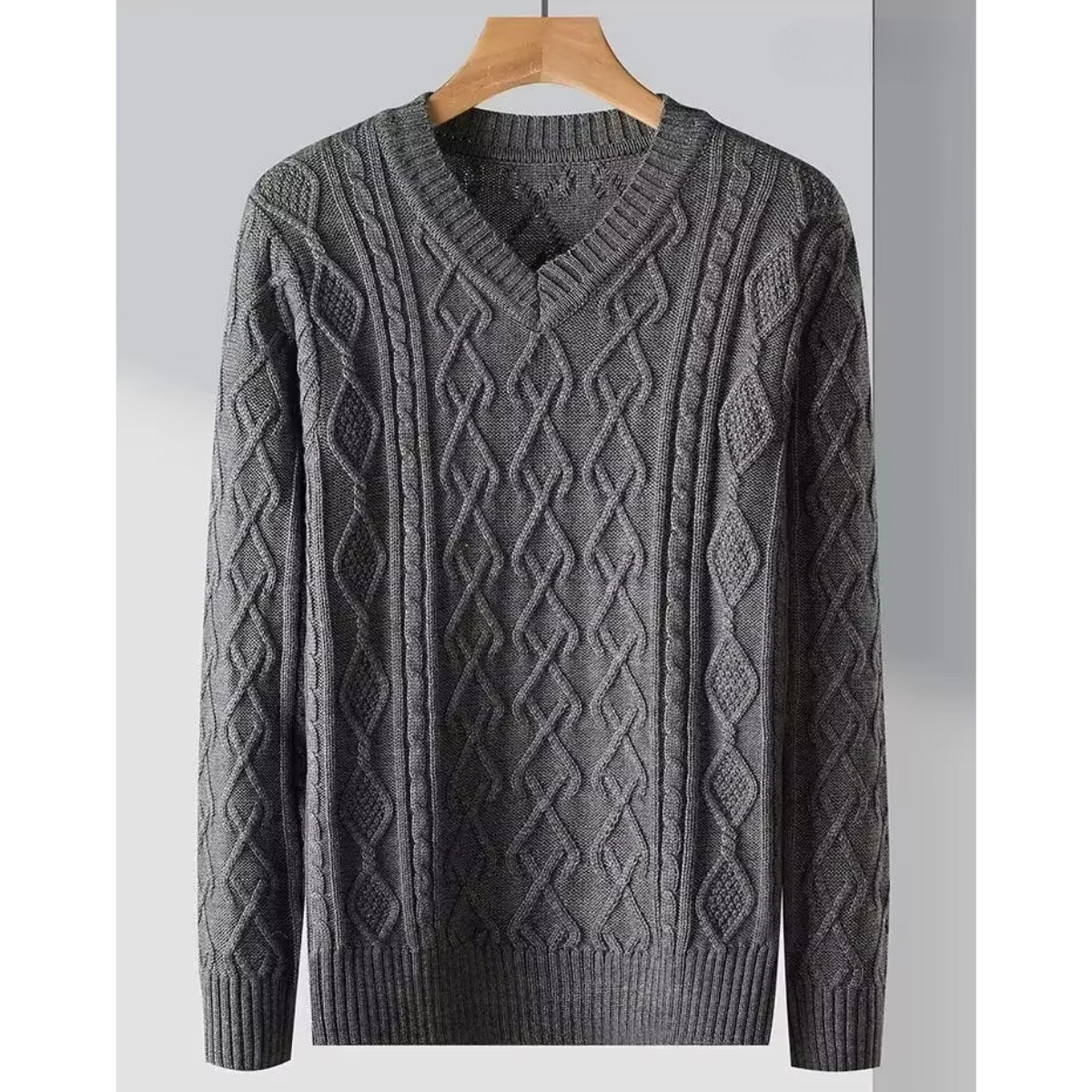WW | Wollpullover Herren Eleganter V-ausschnitt Pullover Mit Struktur
