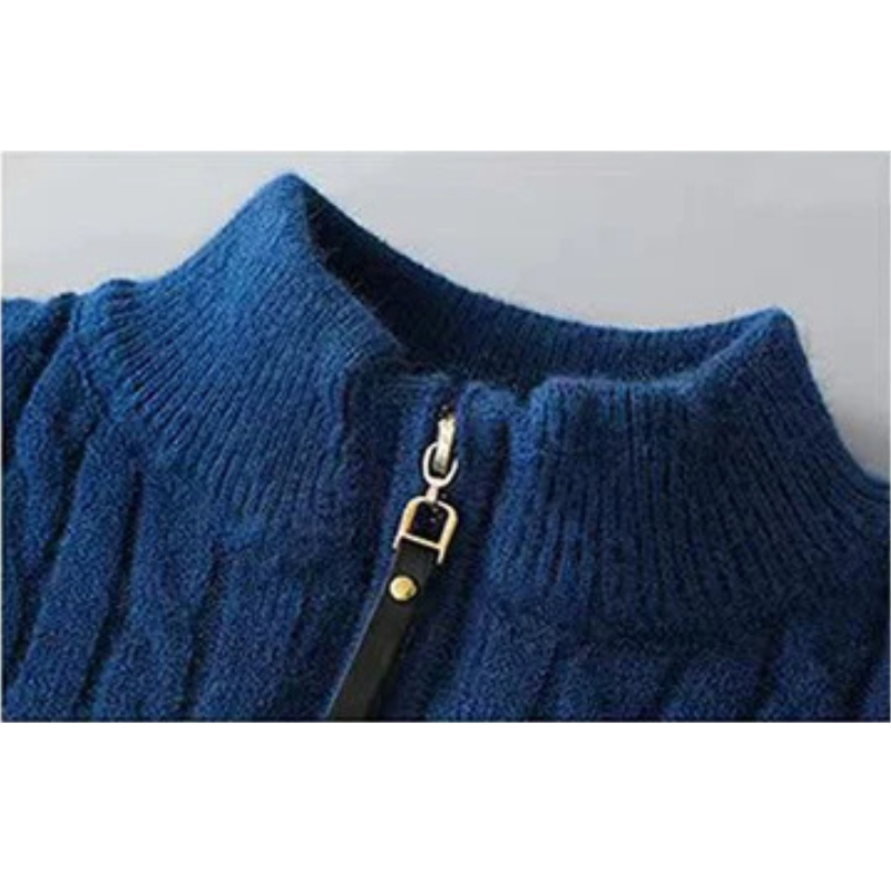 WW | Zopfstrick Pullover Mit Reißverschluss Herren Warm & Stilvoll