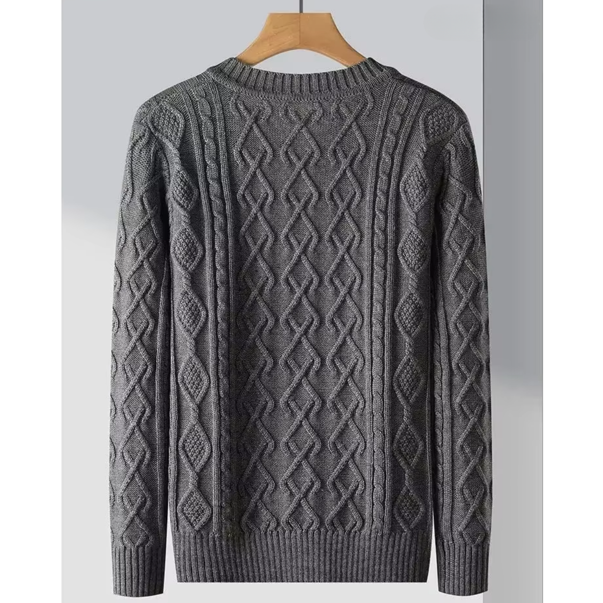 WW | Wollpullover Herren Mit V-ausschnitt Und Aufwendigem Strickmuster