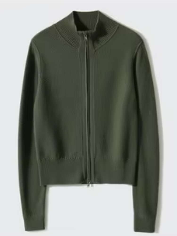 WW | Wollstrickjacke Damen Mit Reißverschluss Und Stehkragen, Schlichtes Design