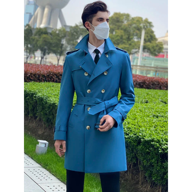 WW | Wasserabweisende Mantel Jacke Herren Klassischer Trenchcoat Mit Gürtel