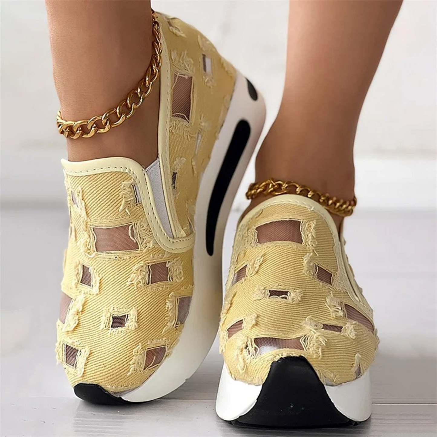 WW | Weiße Bestickte Bequeme Orthopädische Damen Sneakers