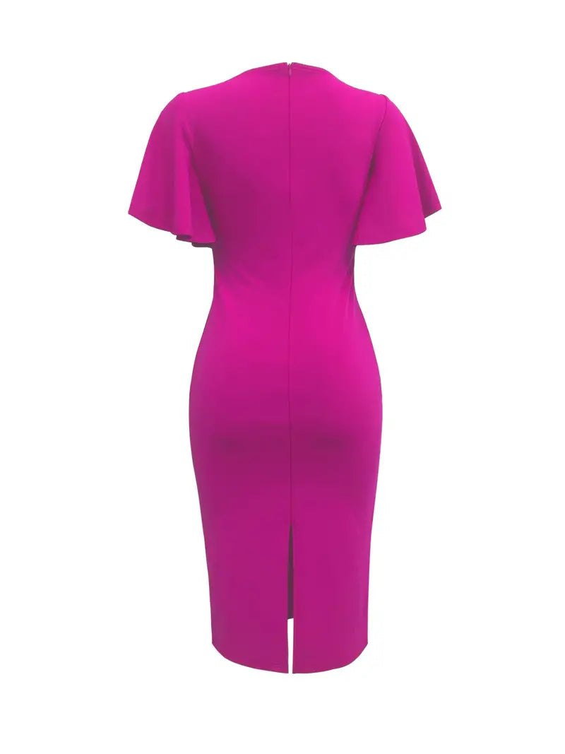 – elegantes wickelkleid mit schlitz für frühling und sommer