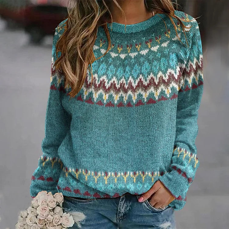 WW | Weinlese Pullover Mit Wellenmuster