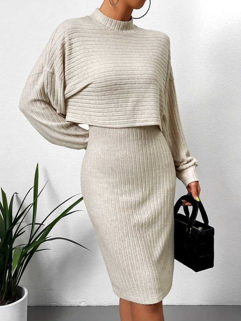 Merche und stilvolles Strickensemble aus Pullover und Rock