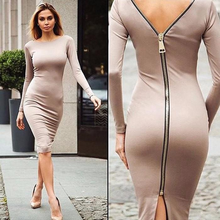 Bodycon Kleid Mit Reißverschluss Über Die Ganze Rückenlänge | Bernadeth
