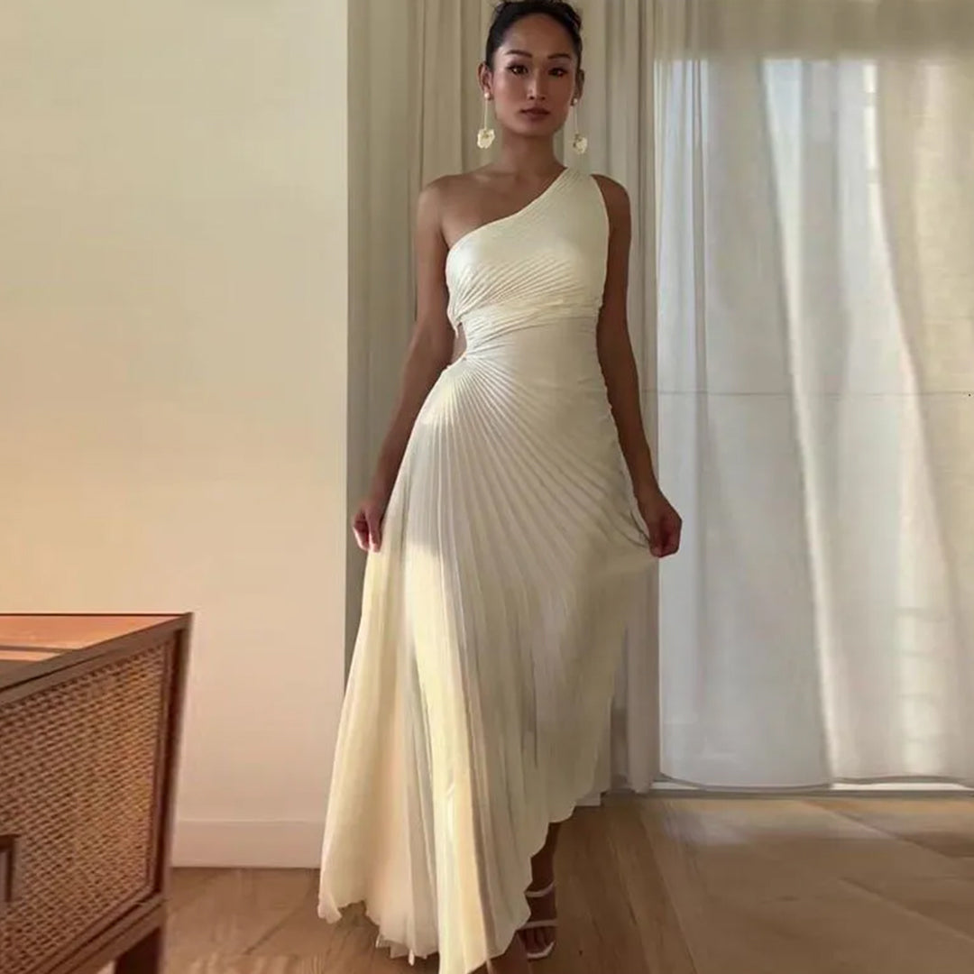 Asymmetrisches One-Shoulder-Plisseekleid