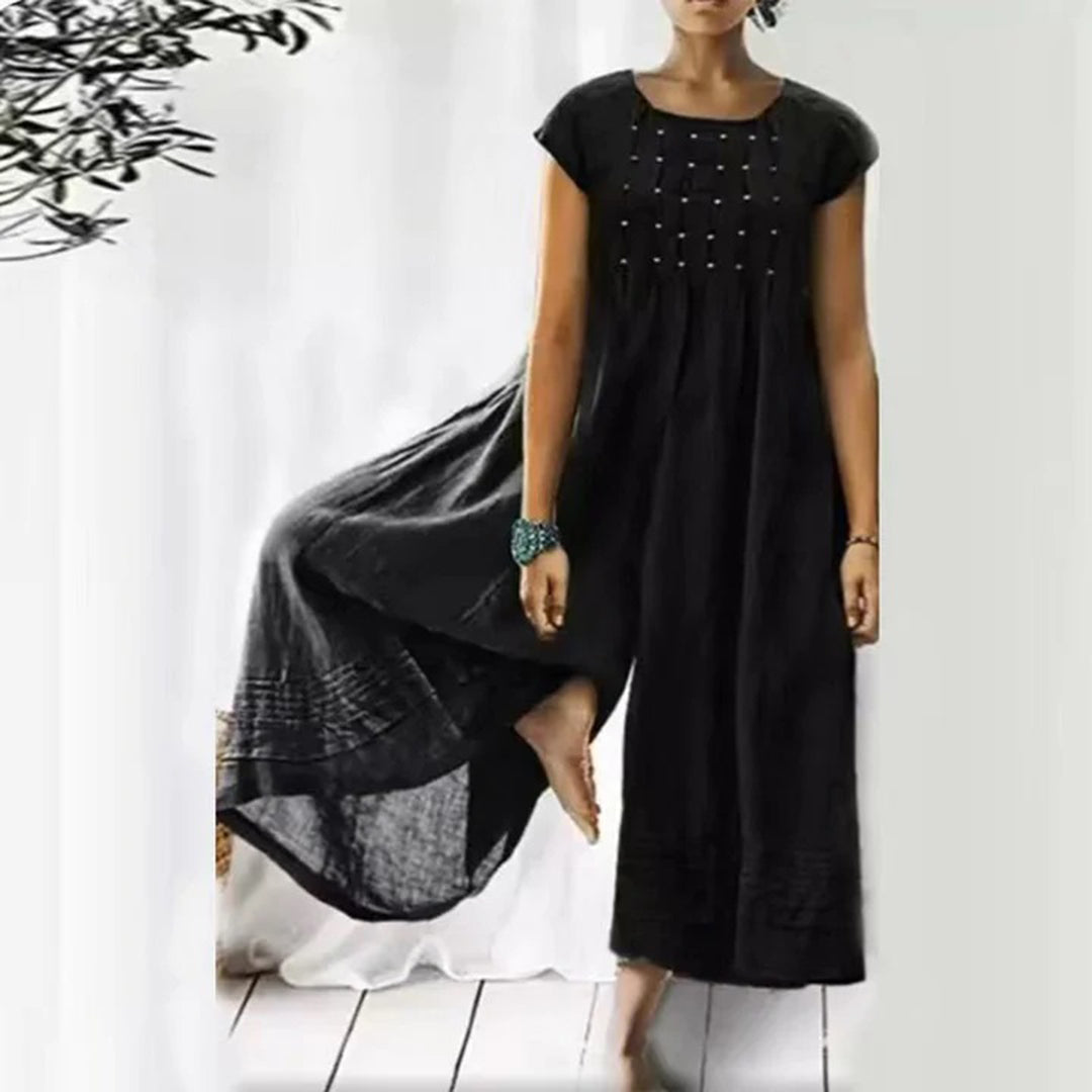 Merche Jumpsuit mit weitem Bein in Uni-Farbe
