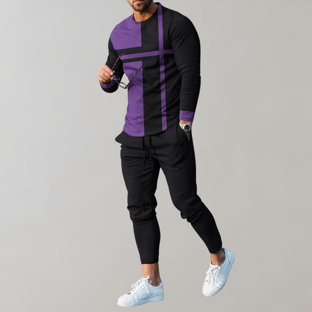 Merche taillierter Trainingsanzug mit mehrfach bedrucktem Design-Set