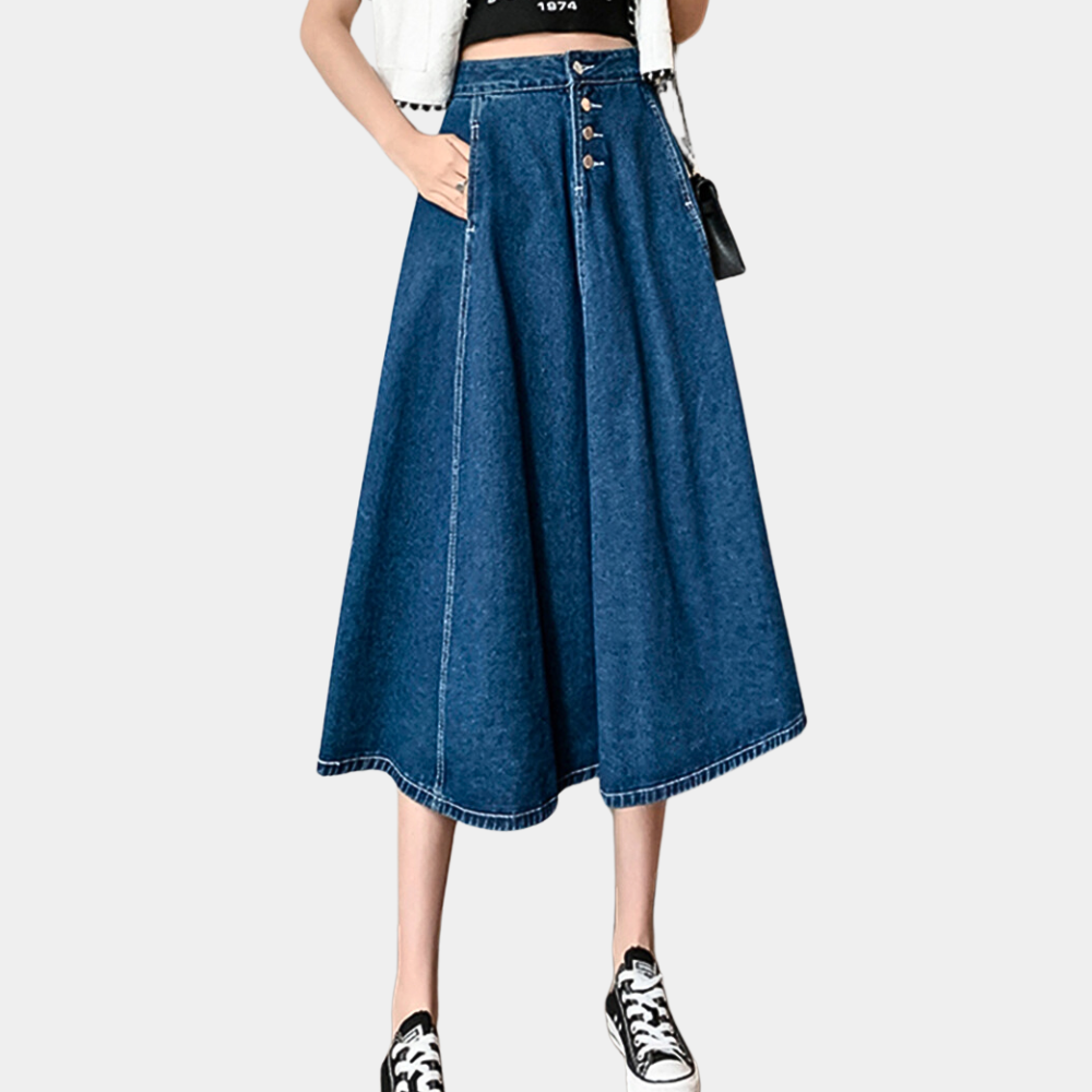 WW | Zeitloser Langer Denim Rock Für Damen