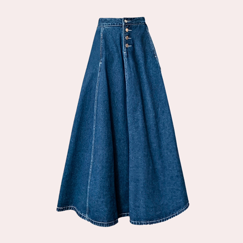 WW | Zeitloser Langer Denim Rock Für Damen