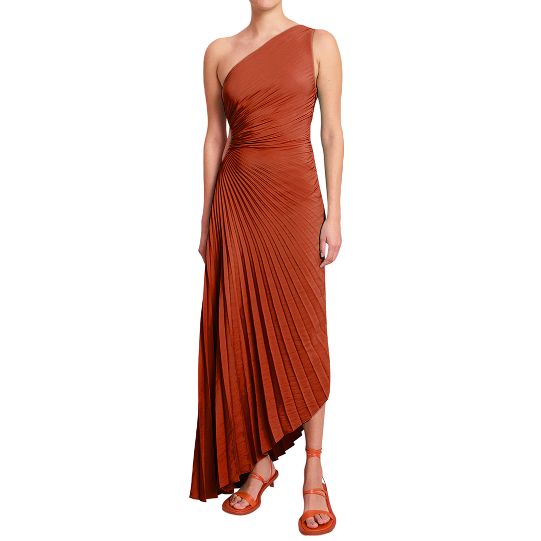 Asymmetrisches One-Shoulder-Plisseekleid