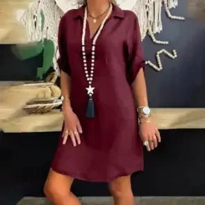 Sommerkleid mit V-Ausschnitt und Kragen für Damen | Jane