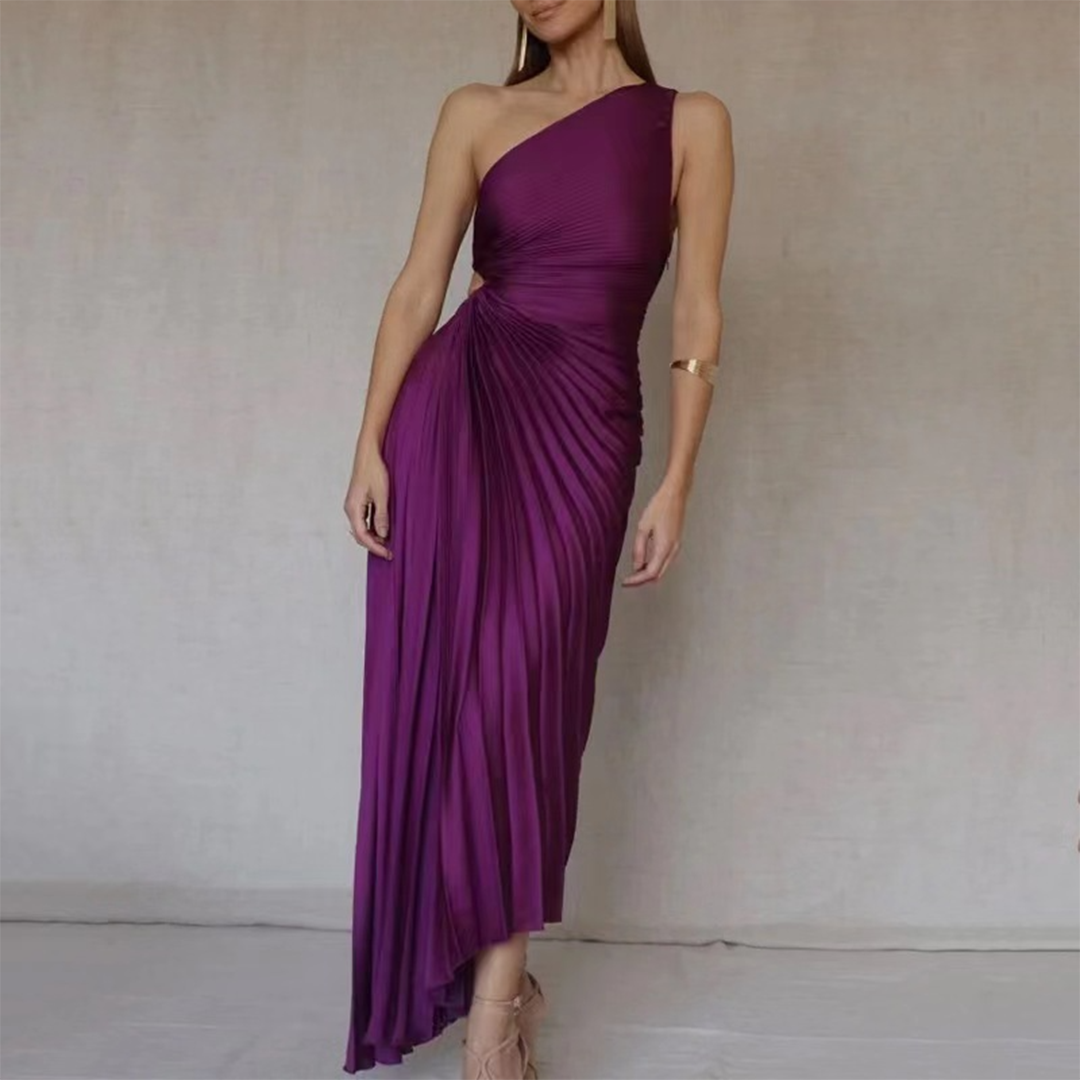 Asymmetrisches One-Shoulder-Plisseekleid