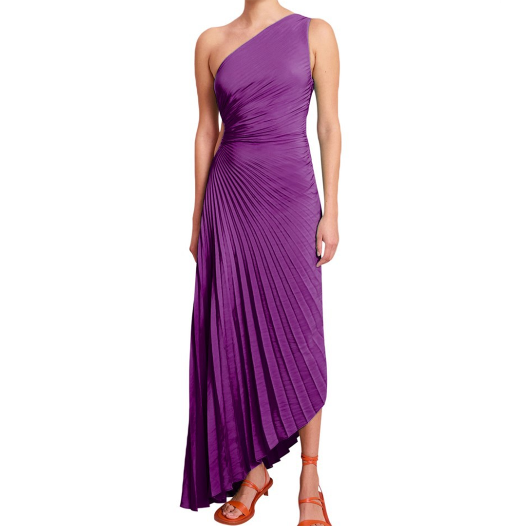 Asymmetrisches One-Shoulder-Plisseekleid