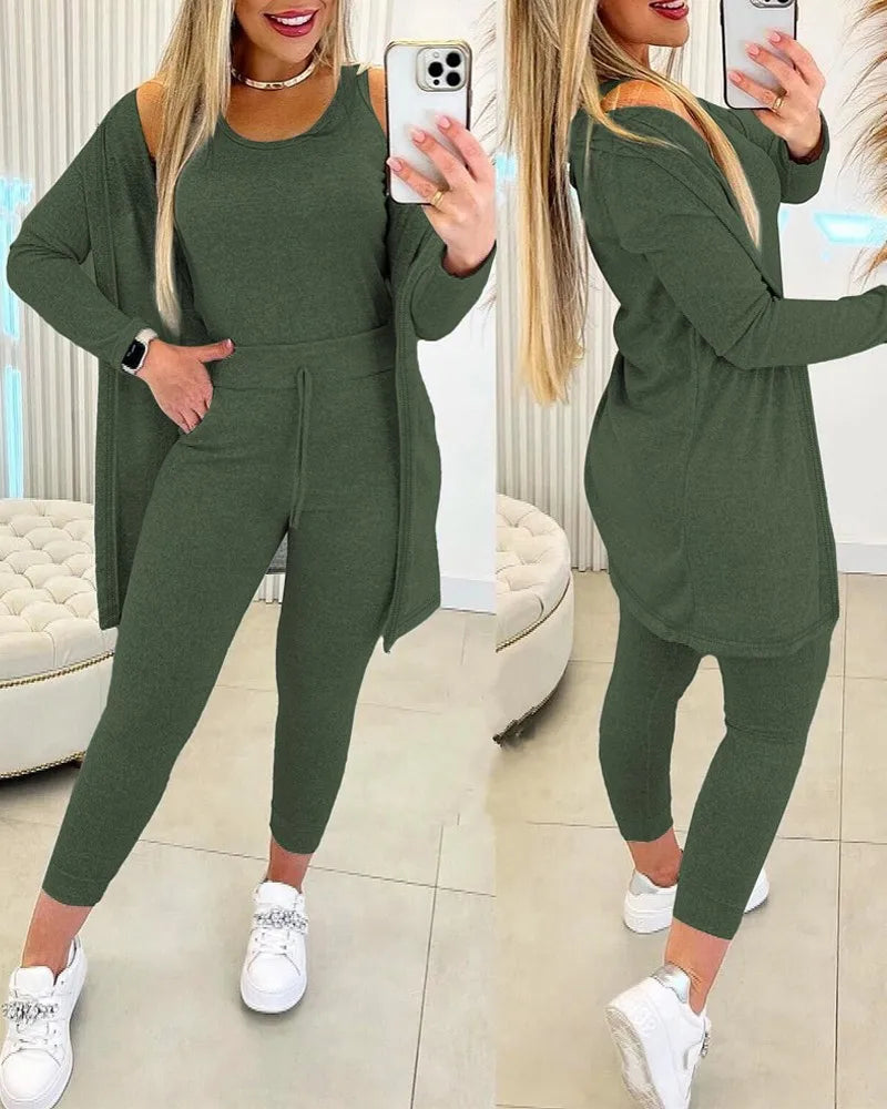 Merche Streetwear-Set mit Kordelzug in Uni-Farbe