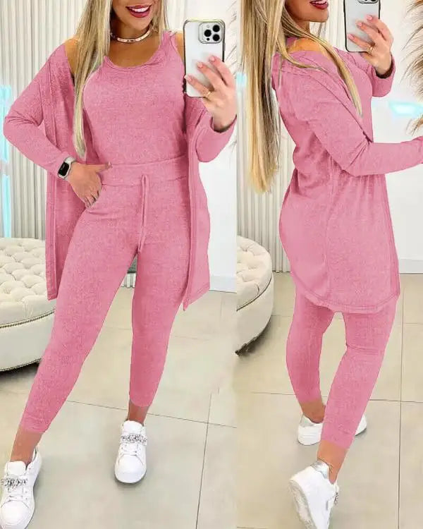 Merche Streetwear-Set mit Kordelzug in Uni-Farbe