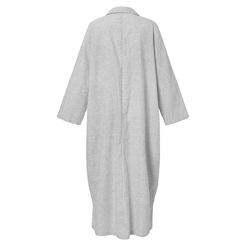 Gestreiftes Hemdkleid aus Baumwolle in Übergröße