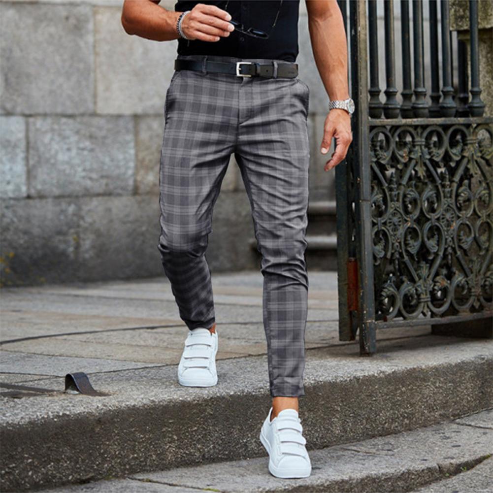 WW | Schlanke Passform Karo Muster Hosen Mit Taschen