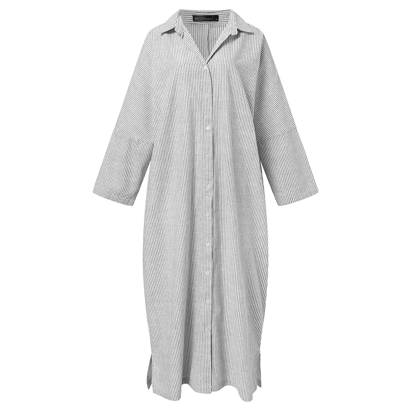 Gestreiftes Hemdkleid aus Baumwolle in Übergröße