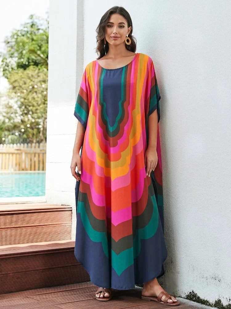 Bunter Kaftan Langkleid