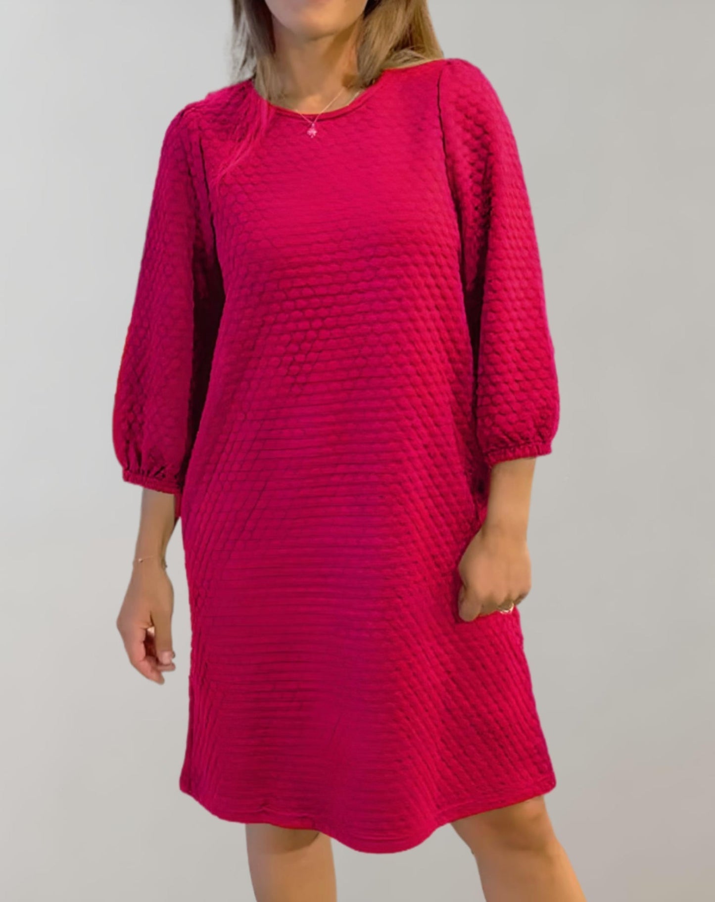 Kleid mit Rundhalsausschnitt und Puffärmeln für Damen | Ludwina