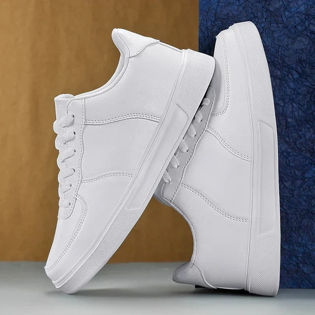 WW | Weiße Und Schwarze Leichte Leder Sneaker Herren