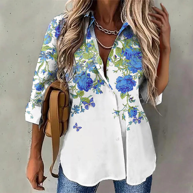 Merche Druck Design ummer Blusen für Frauen mit Rüschen Akzente