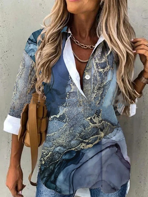 Merche Druck Design ummer Blusen für Frauen mit Rüschen Akzente