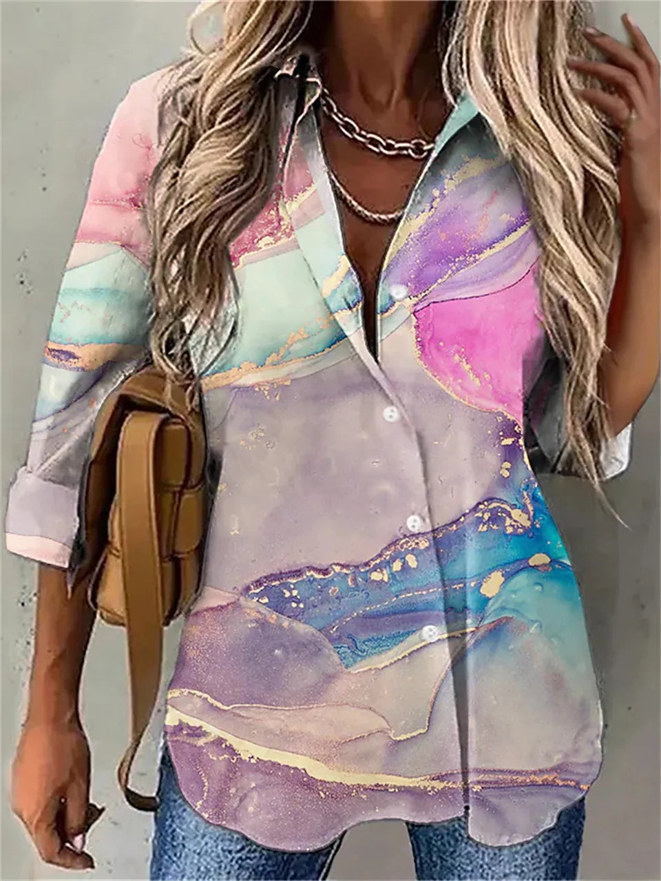 Merche Druck Design ummer Blusen für Frauen mit Rüschen Akzente