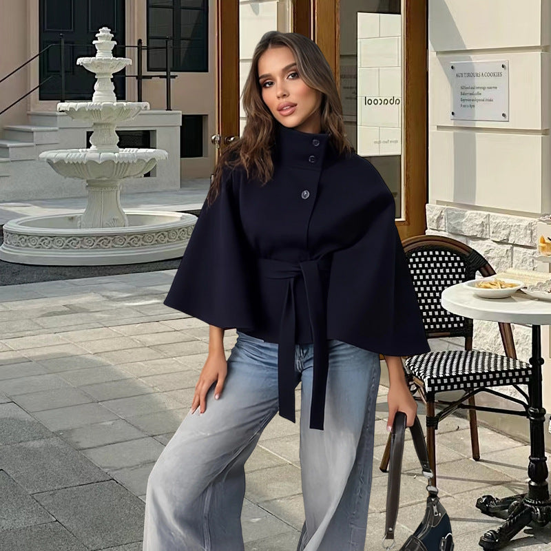 Damen elegante Wickeljacke mit Taillengürtel Merchesia