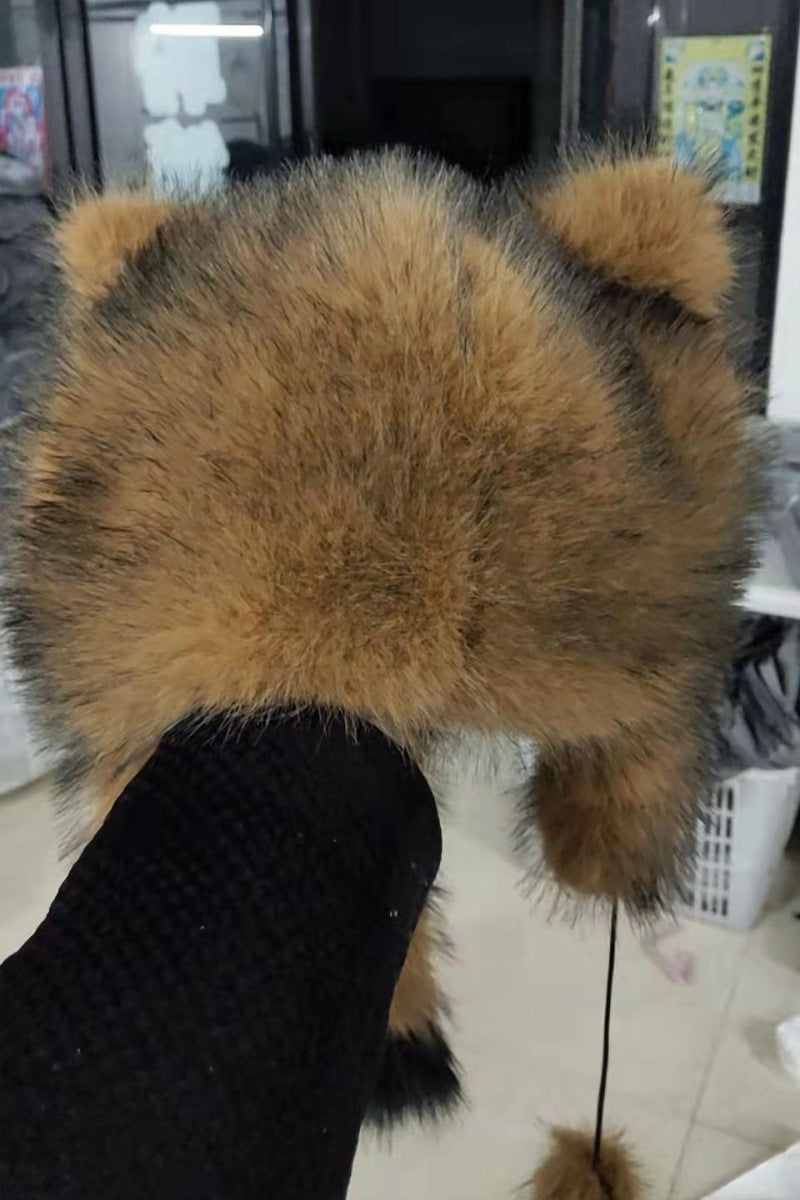 Damen Modische Fellmütze mit Ohrenschutz und Bommeln Merchesia