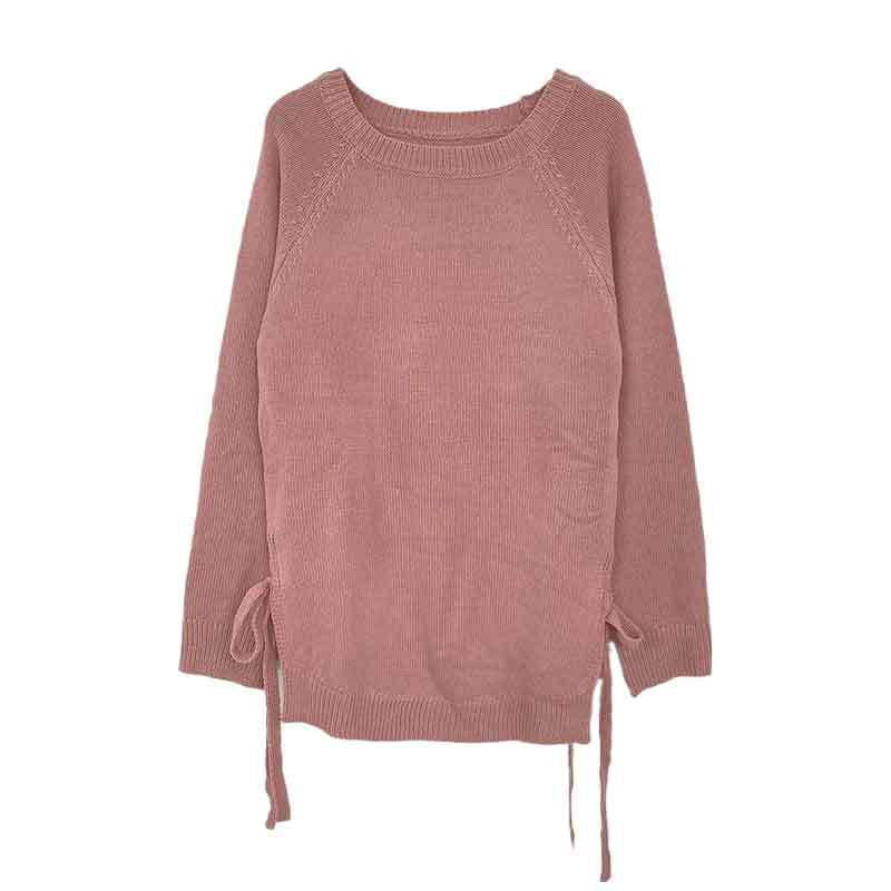 Damen lässiger Pullover mit seitlichen Bindebändern Merchesia