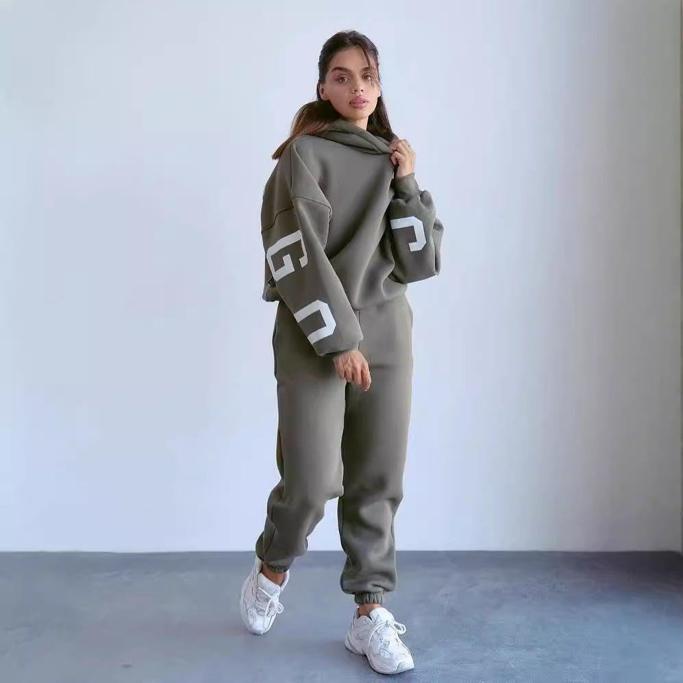 Damen Oversized Freizeitanzug mit Kapuze und elastischen Bündchen Merchesia