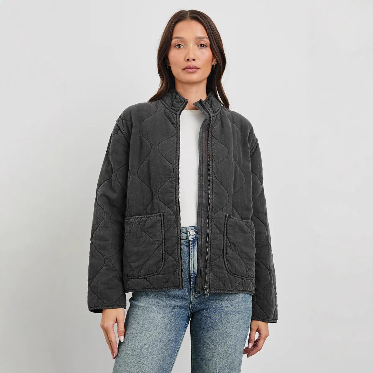 Damen gestepfte Freizeitjacke mit praktischen Taschen Merchesia