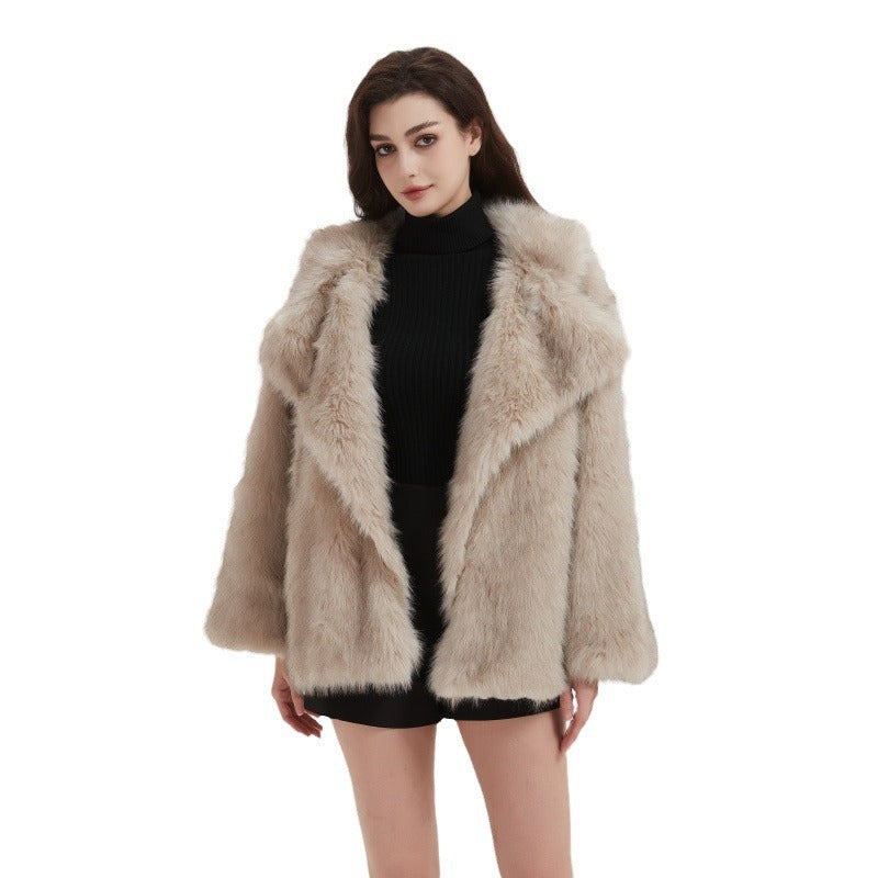 Damen Kuschliger Faux-Fur Mantel Merchesia