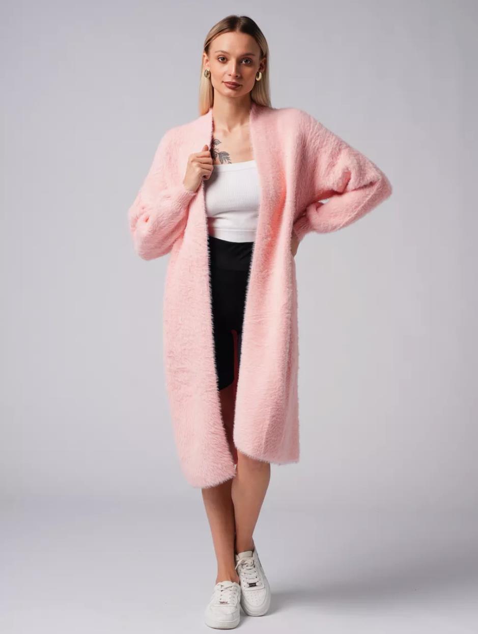 Damen Kuscheliger Strickmantel mit seitlichen Schlitzen und weitem Schnitt Merchesia