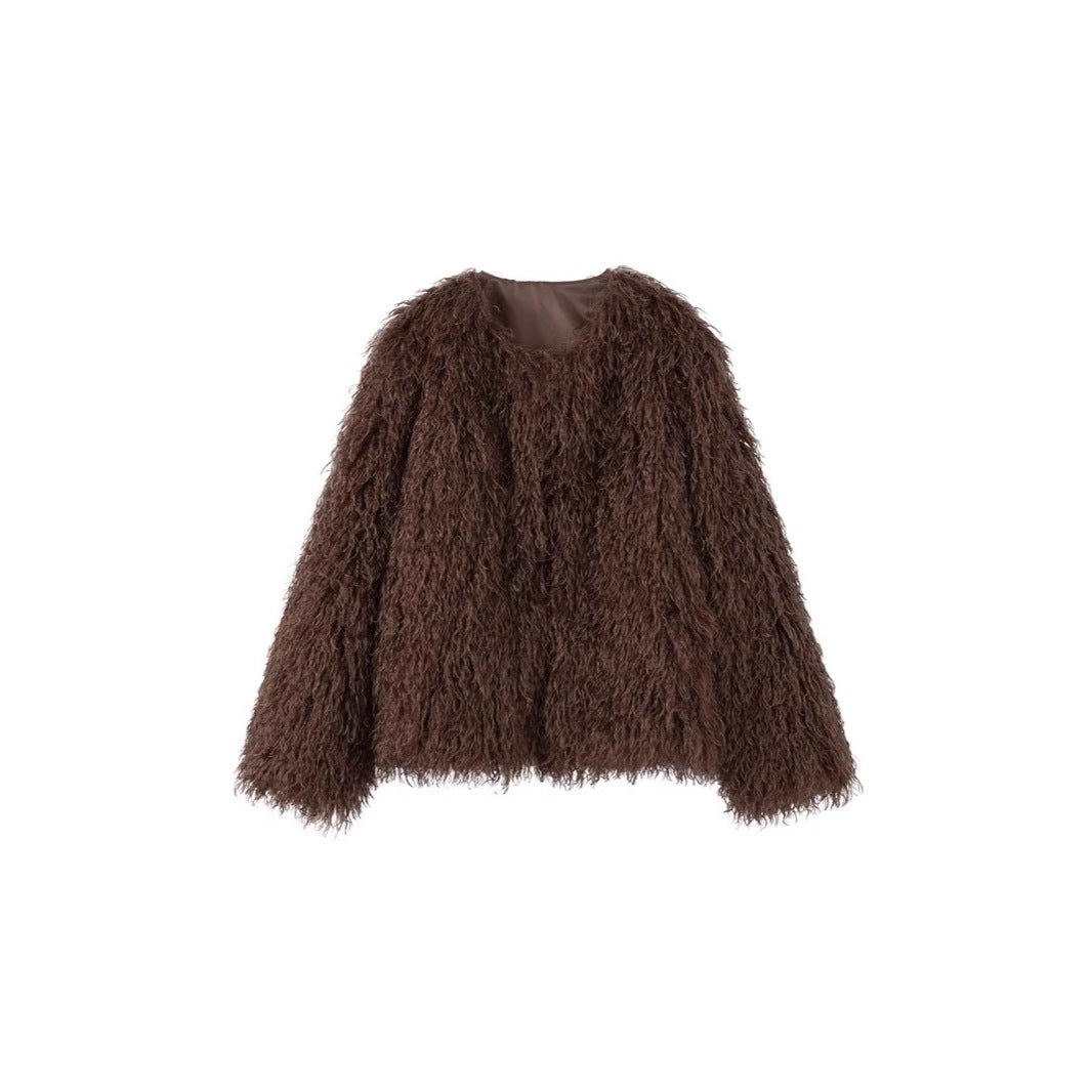 Damen Fleece-Überzieher im trendigen Bouclé-Stil Merchesia