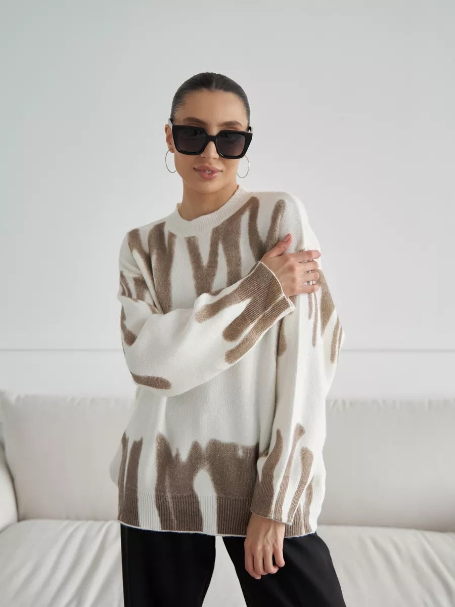 Damen Oversized Pullover mit kreativem Muster und weich strukturiertem Material Merchesia