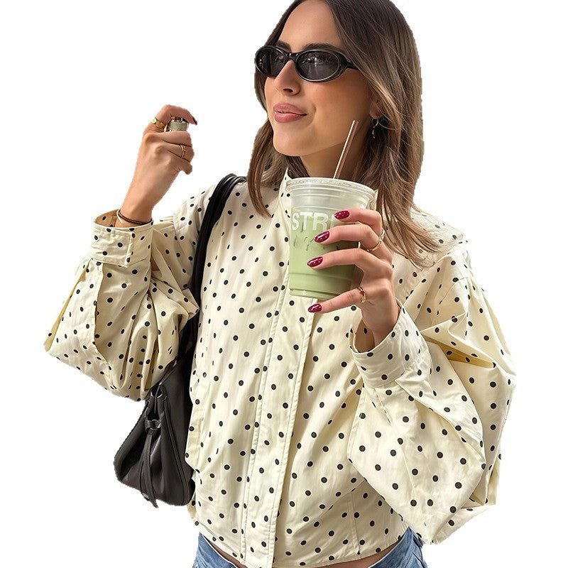 Damen figurbetonte Bluse mit punktuellem Muster Merchesia