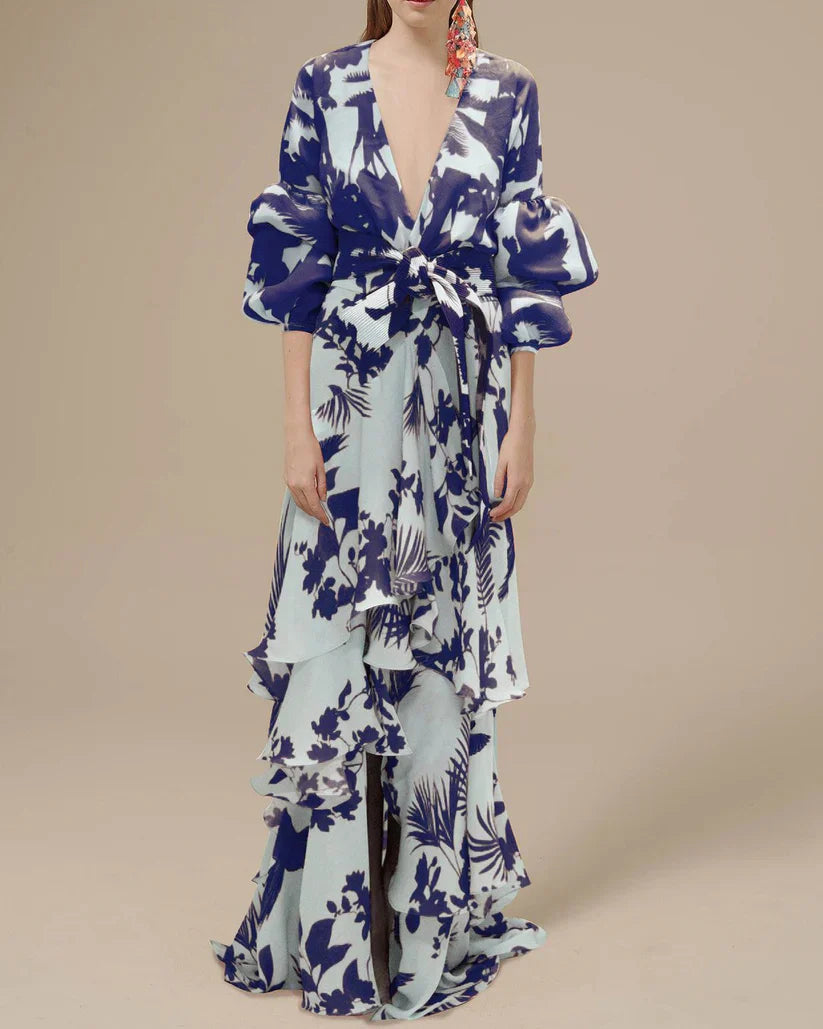 Bedrucktes Chiffon-Festtagskleid