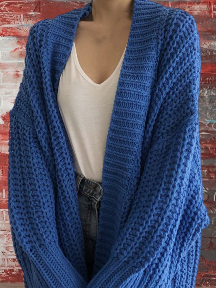 Damen Großer Strickcardigan mit offenem Schnitt und breiten Ärmeln Merchesia